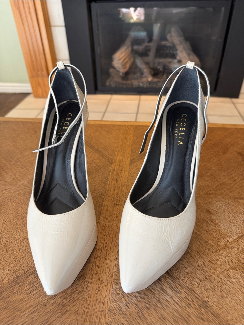 CECELIA NEW YORK Cream Pointed Toe Slingback Pumps